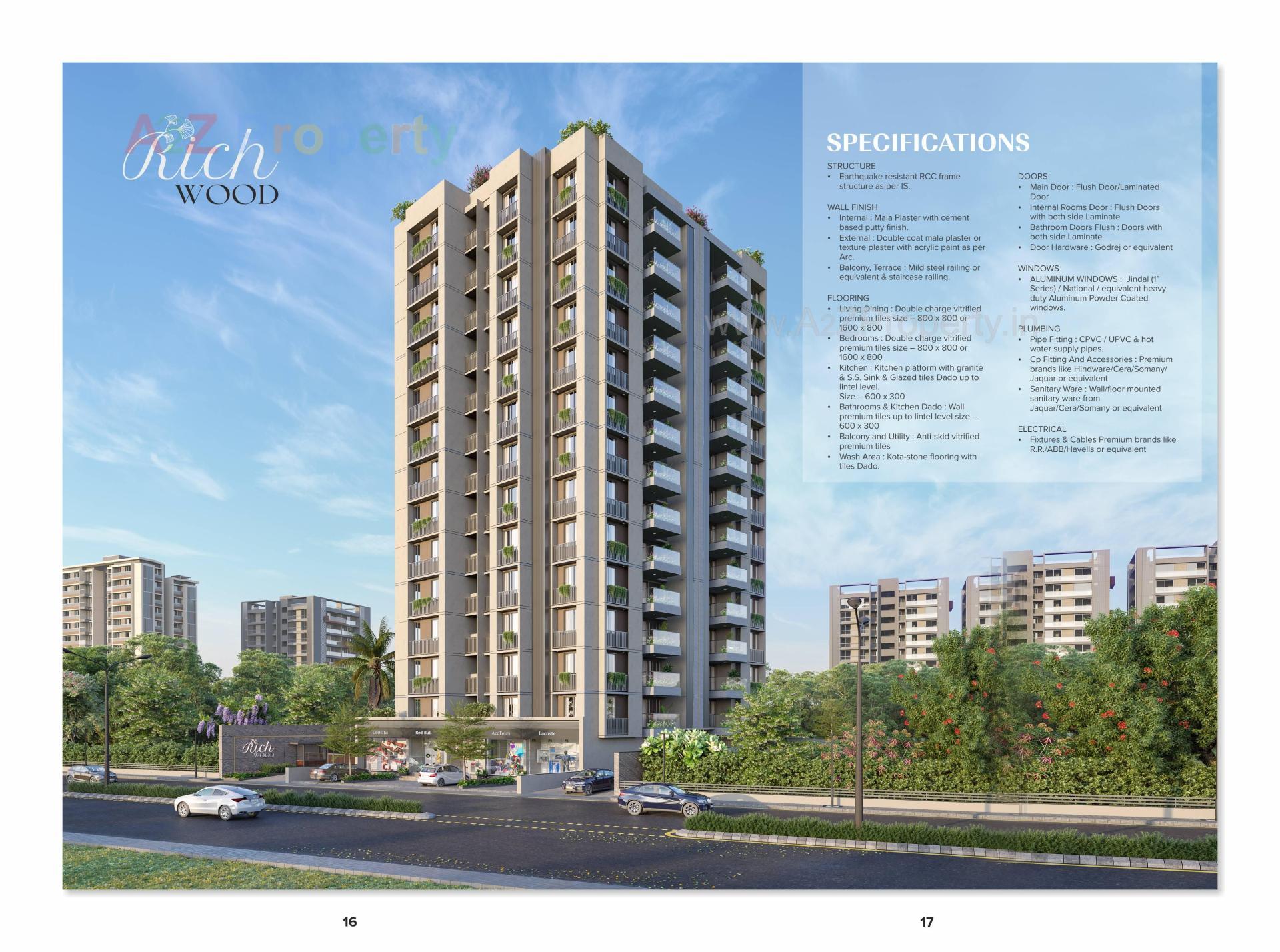 3D Elevation of real estate project Rich Wood located at Sargasan, Gandhinagar, Gujarat