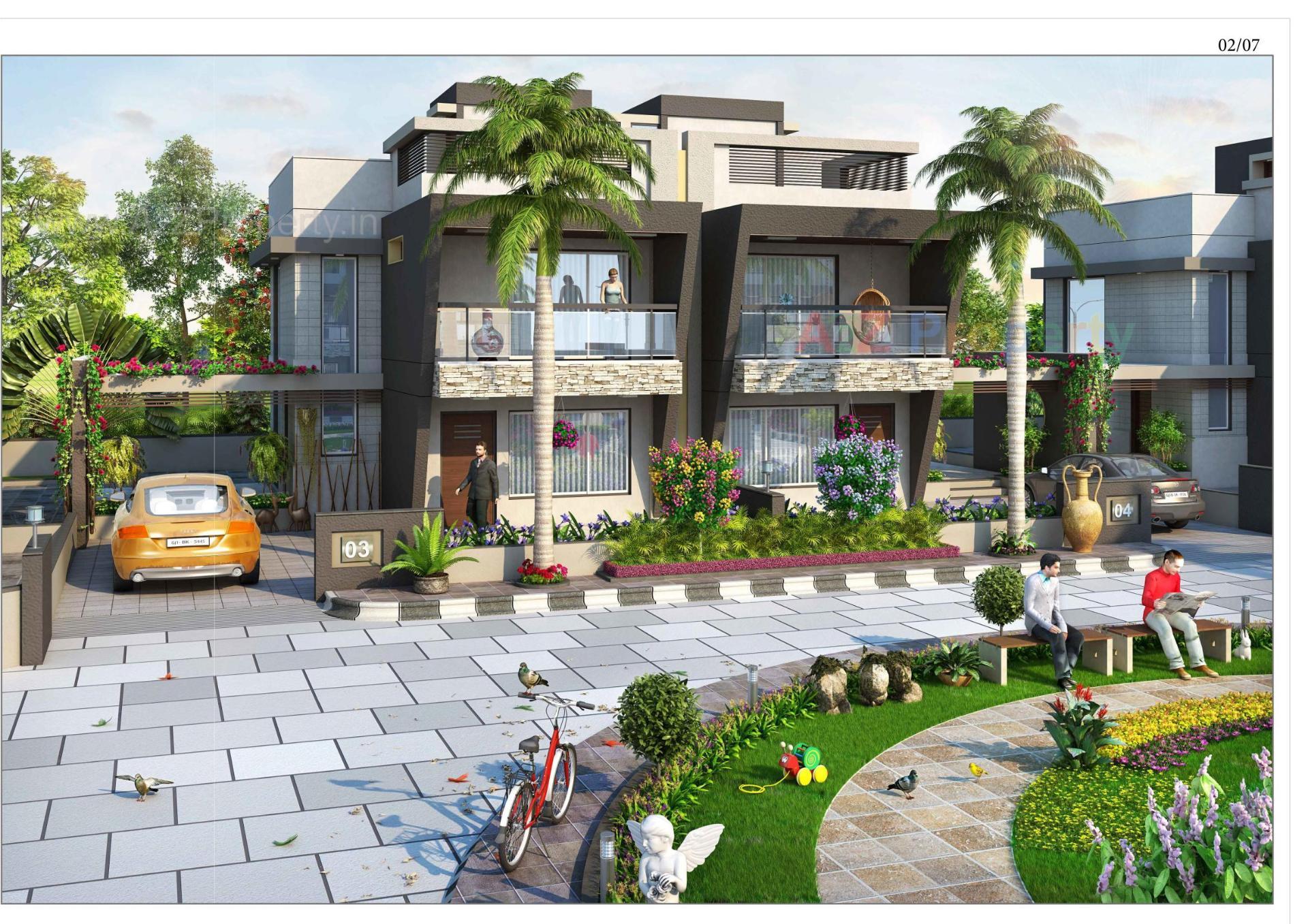 3D Elevation of real estate project Royal Orchid located at Zundal, Gandhinagar, Gujarat