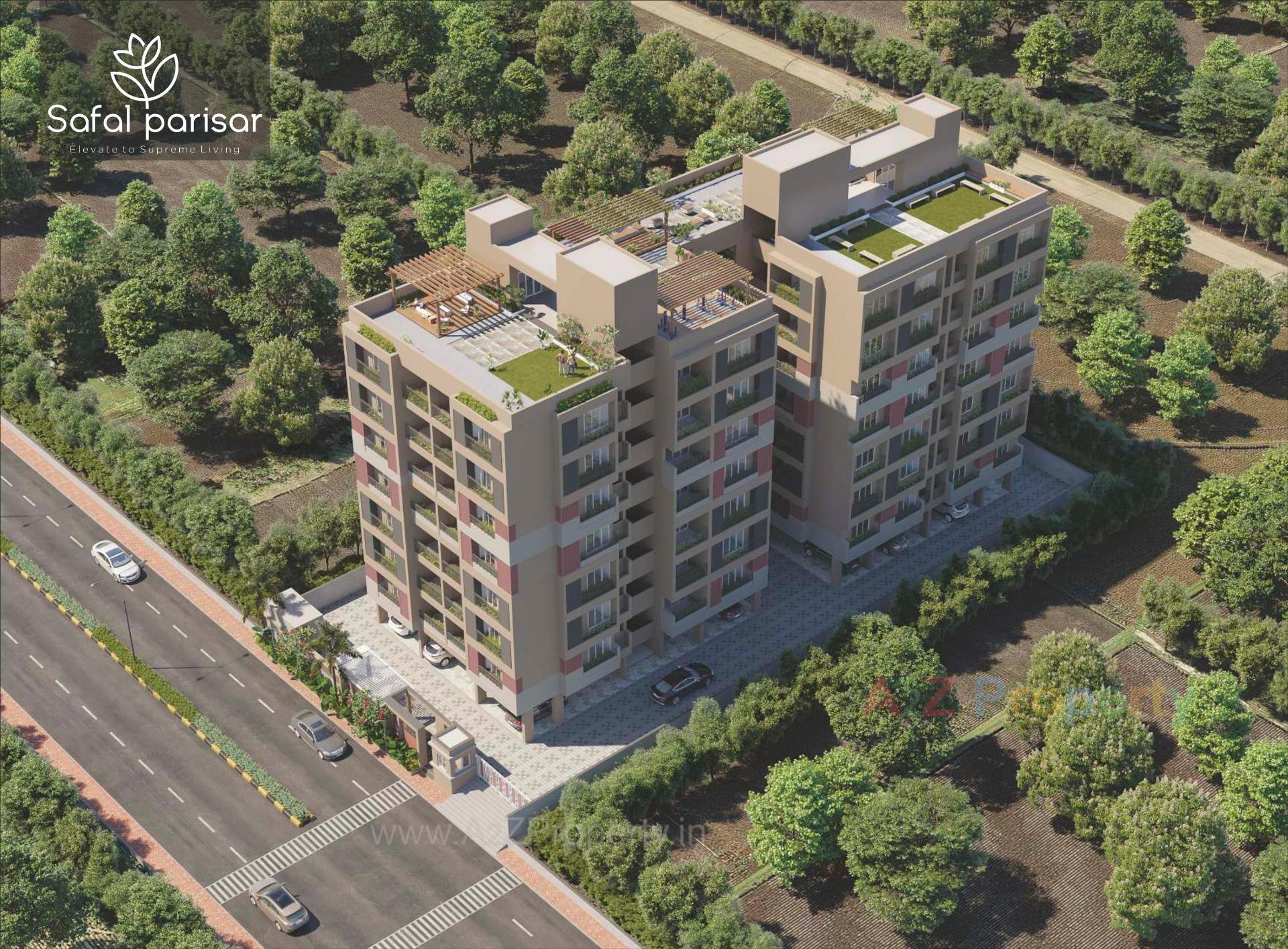 3D Elevation of real estate project Safal Parisar located at Vavol, Gandhinagar, Gujarat