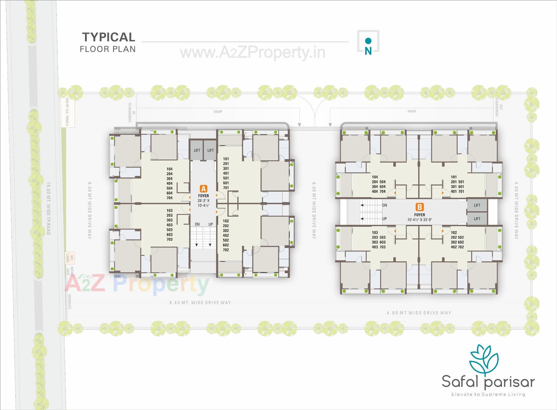 Layout of real estate project Safal Parisar located at Vavol, Gandhinagar, Gujarat