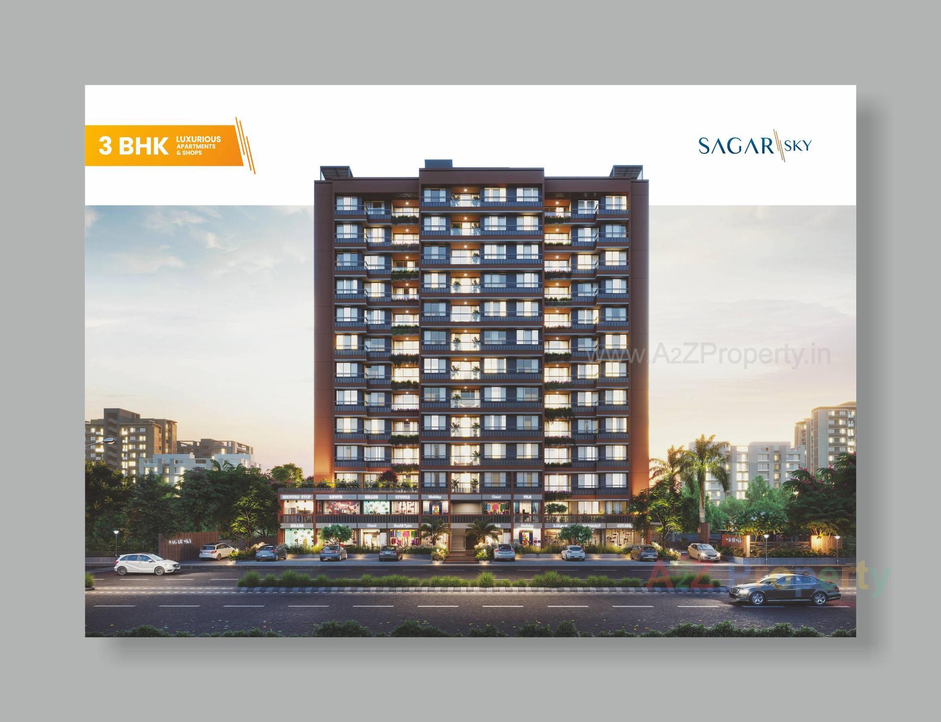 3D Elevation of real estate project Sagar Sky located at Gandhinagar, Gandhinagar, Gujarat