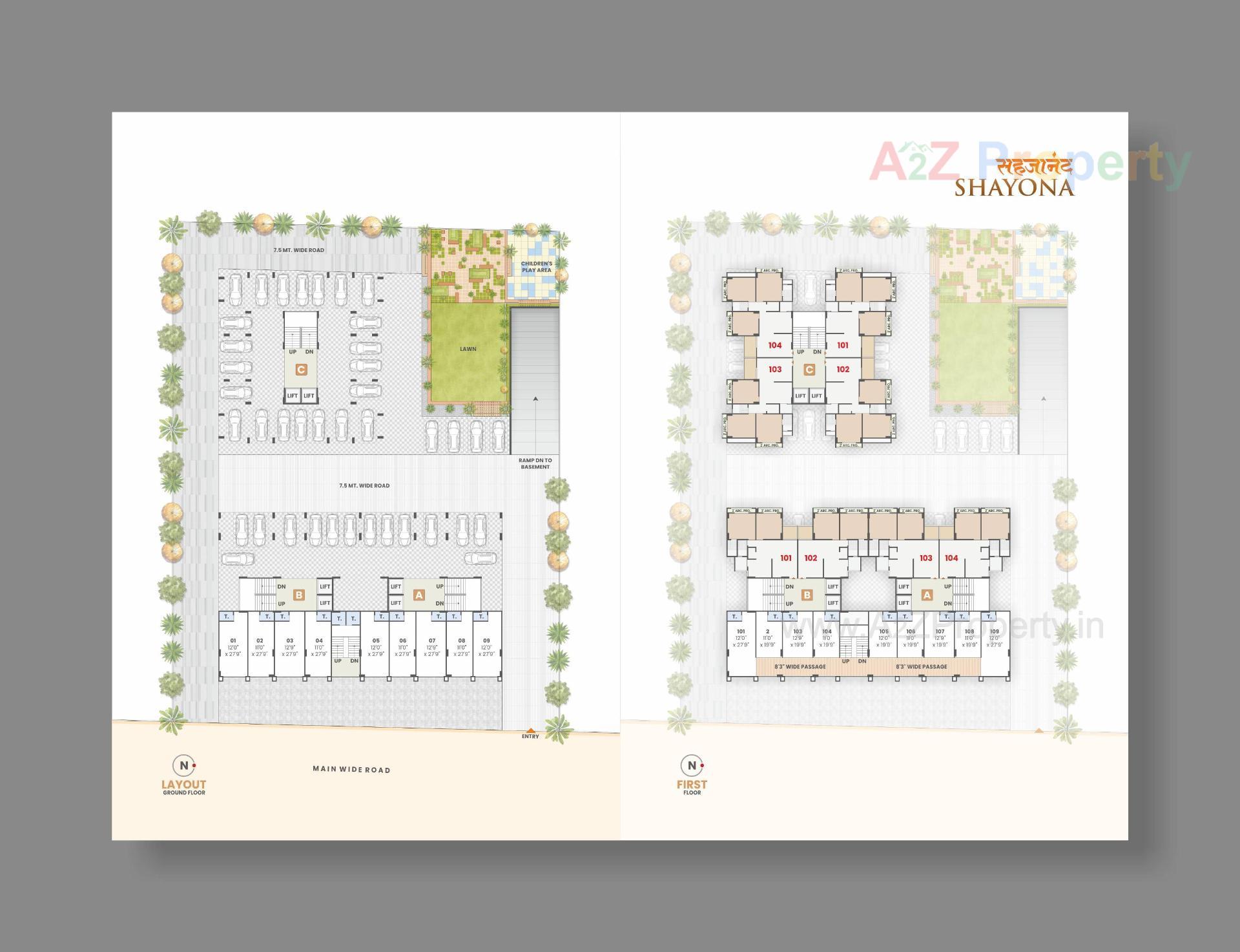 Layout of real estate project Sahajanand Sayona located at Sargasan, Gandhinagar, Gujarat