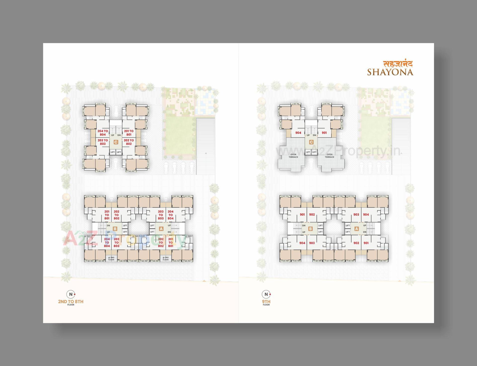 Layout of real estate project Sahajanand Sayona located at Sargasan, Gandhinagar, Gujarat