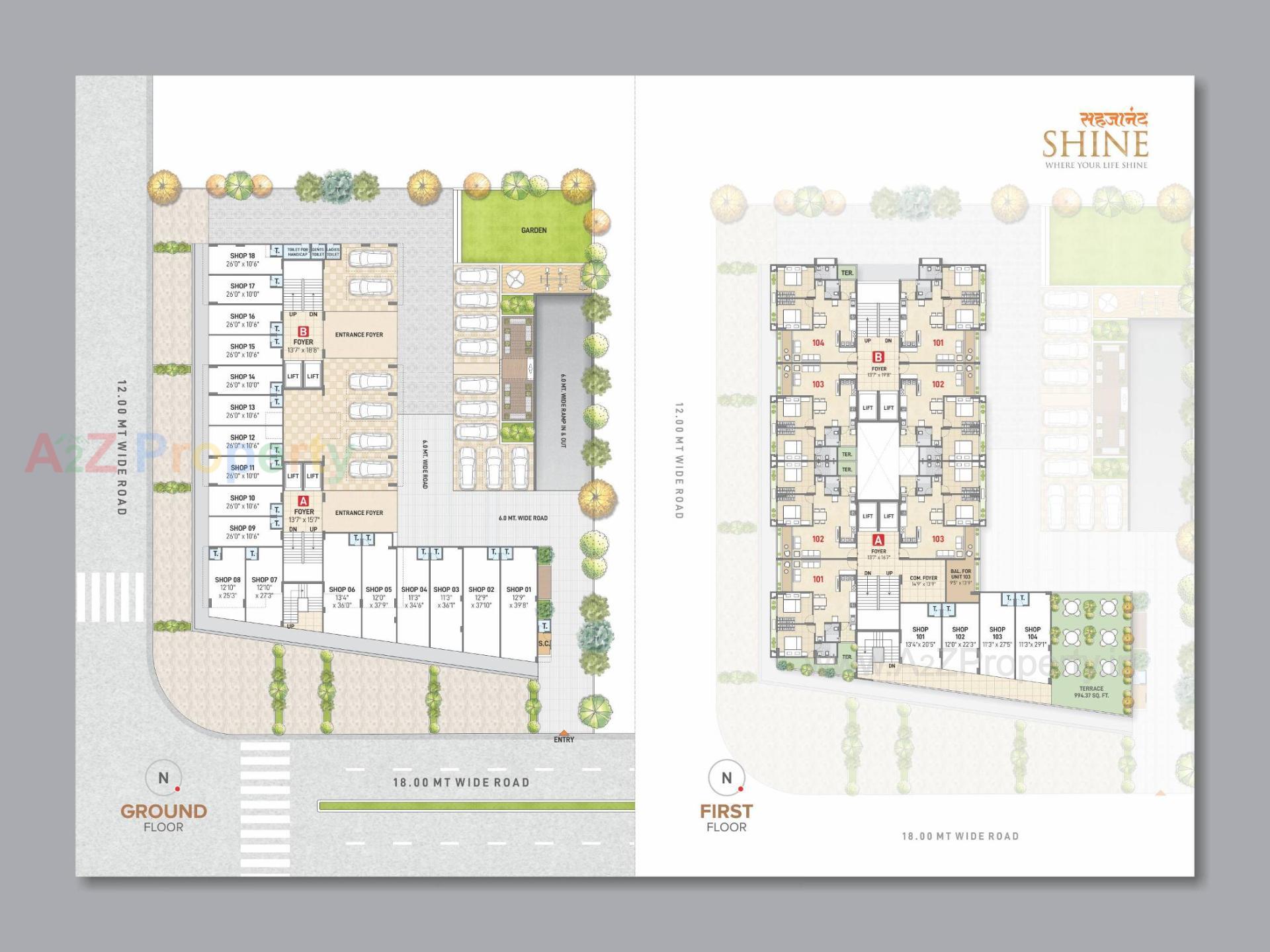 Layout of real estate project Sahajanand Shine located at Vavol, Gandhinagar, Gujarat