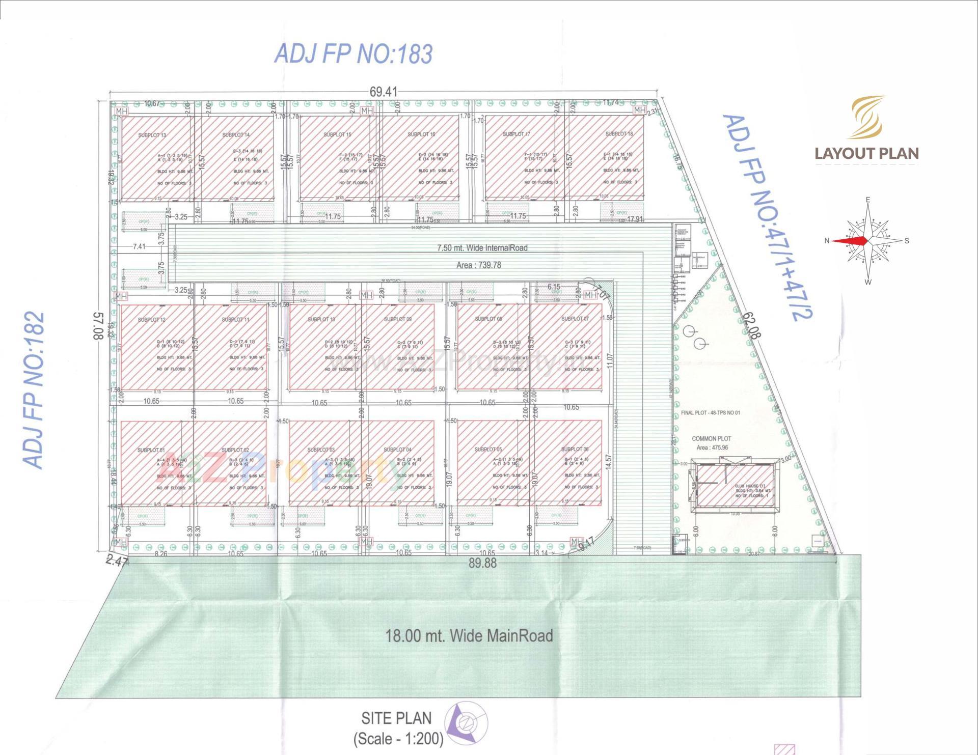 Layout of real estate project Saharsh Villa located at Koba, Gandhinagar, Gujarat