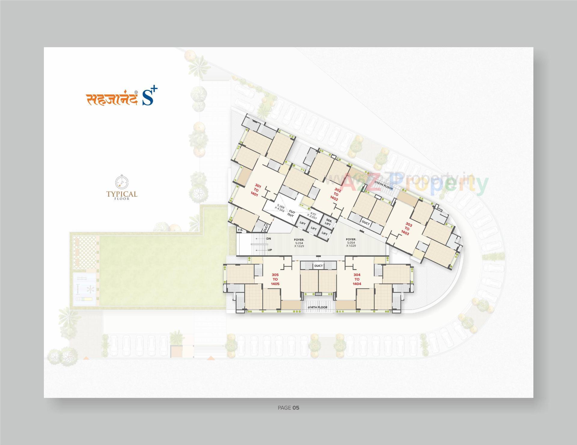 Layout of real estate project Sahjanand S+ located at Vavol, Gandhinagar, Gujarat