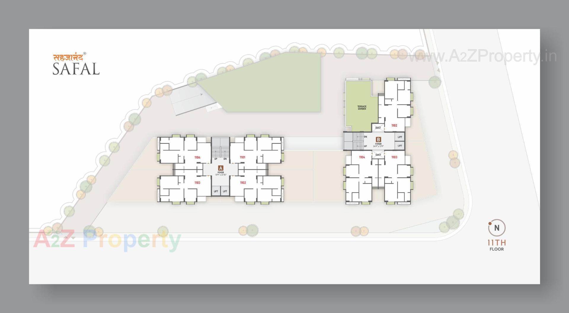 Layout of real estate project Sahjanand Safal located at Uvarsad, Gandhinagar, Gujarat