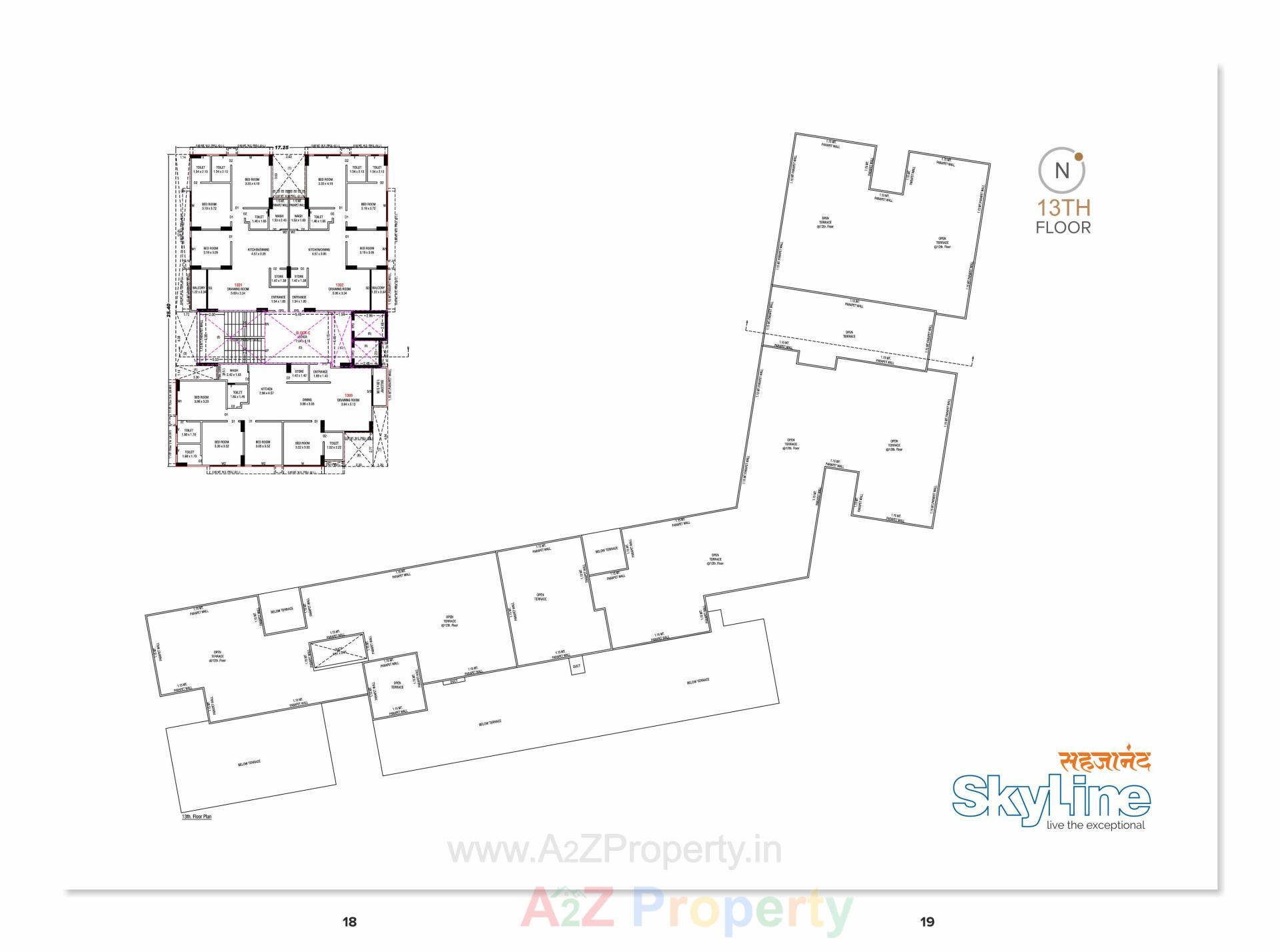 Layout of real estate project Sahjanand Skyline located at Vavol, Gandhinagar, Gujarat