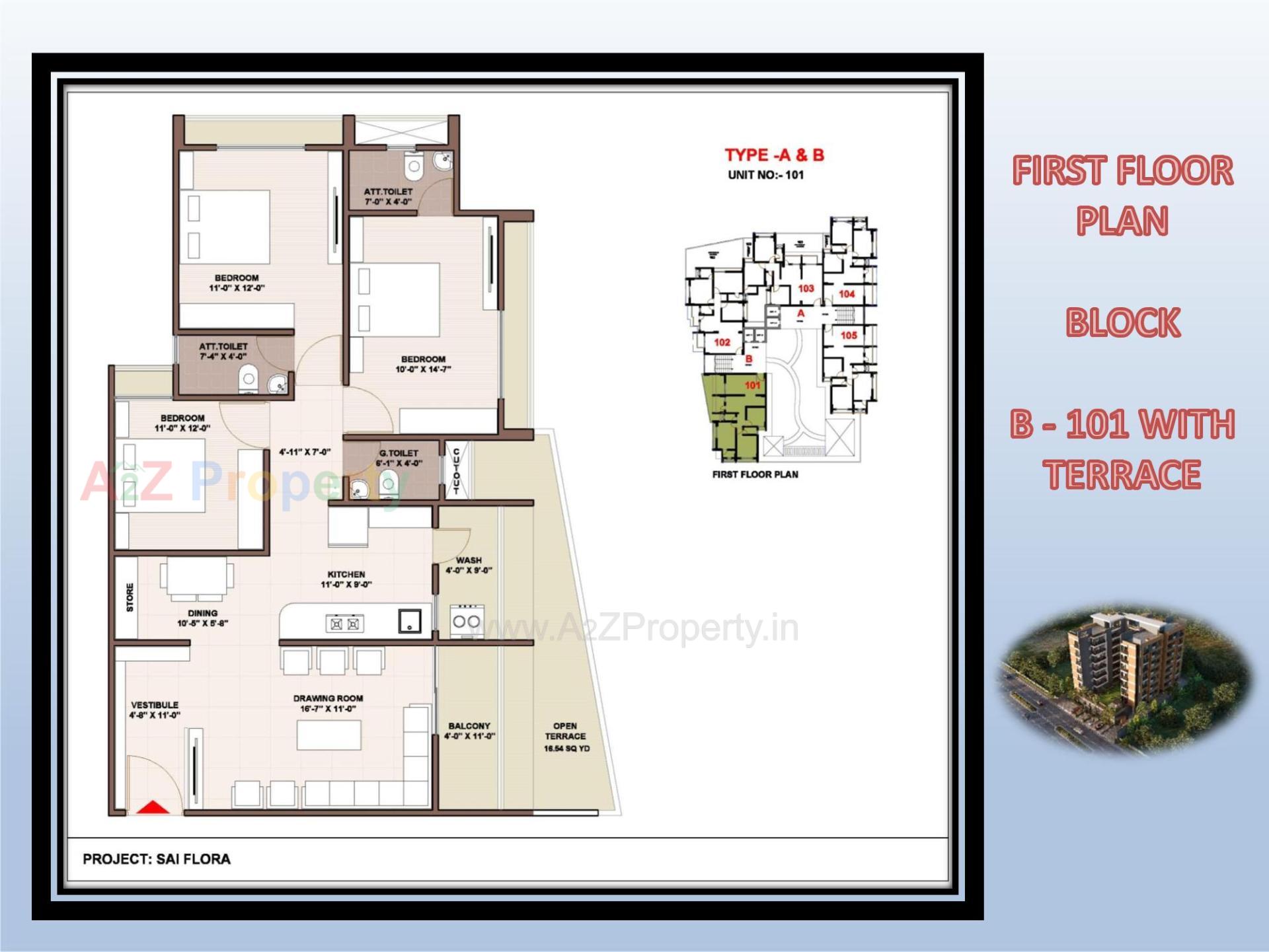 Layout of real estate project Sai Flora located at Chiloda, Gandhinagar, Gujarat