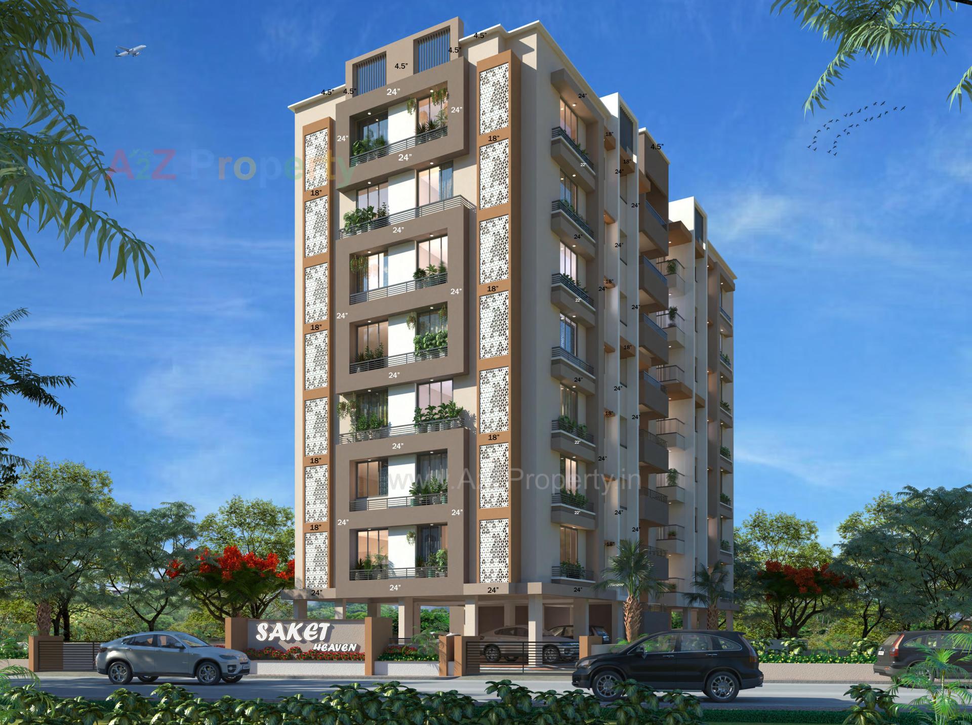 3D Elevation of real estate project Saket Heaven located at Chiloda, Gandhinagar, Gujarat