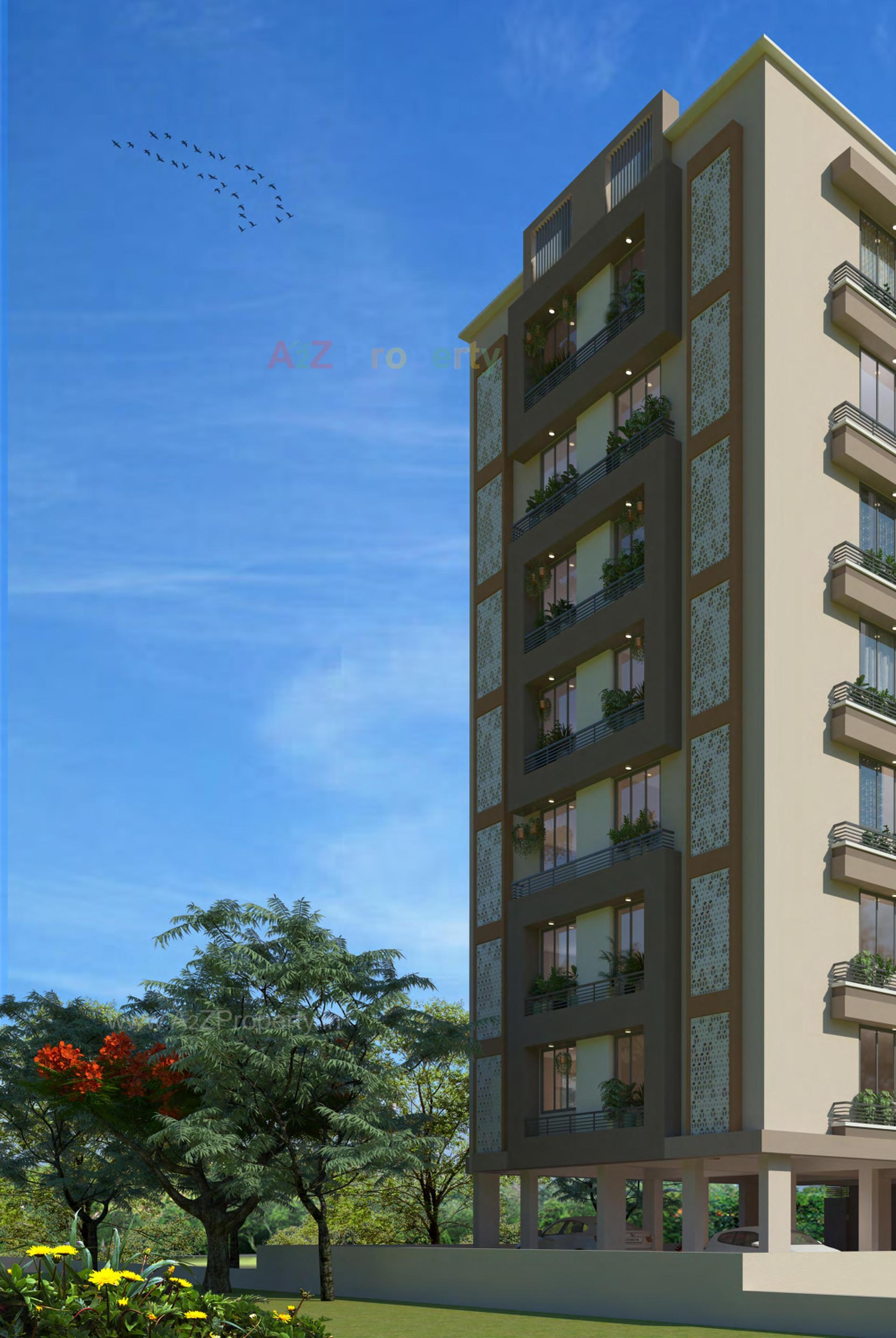 3D Elevation of real estate project Saket Heaven located at Chiloda, Gandhinagar, Gujarat