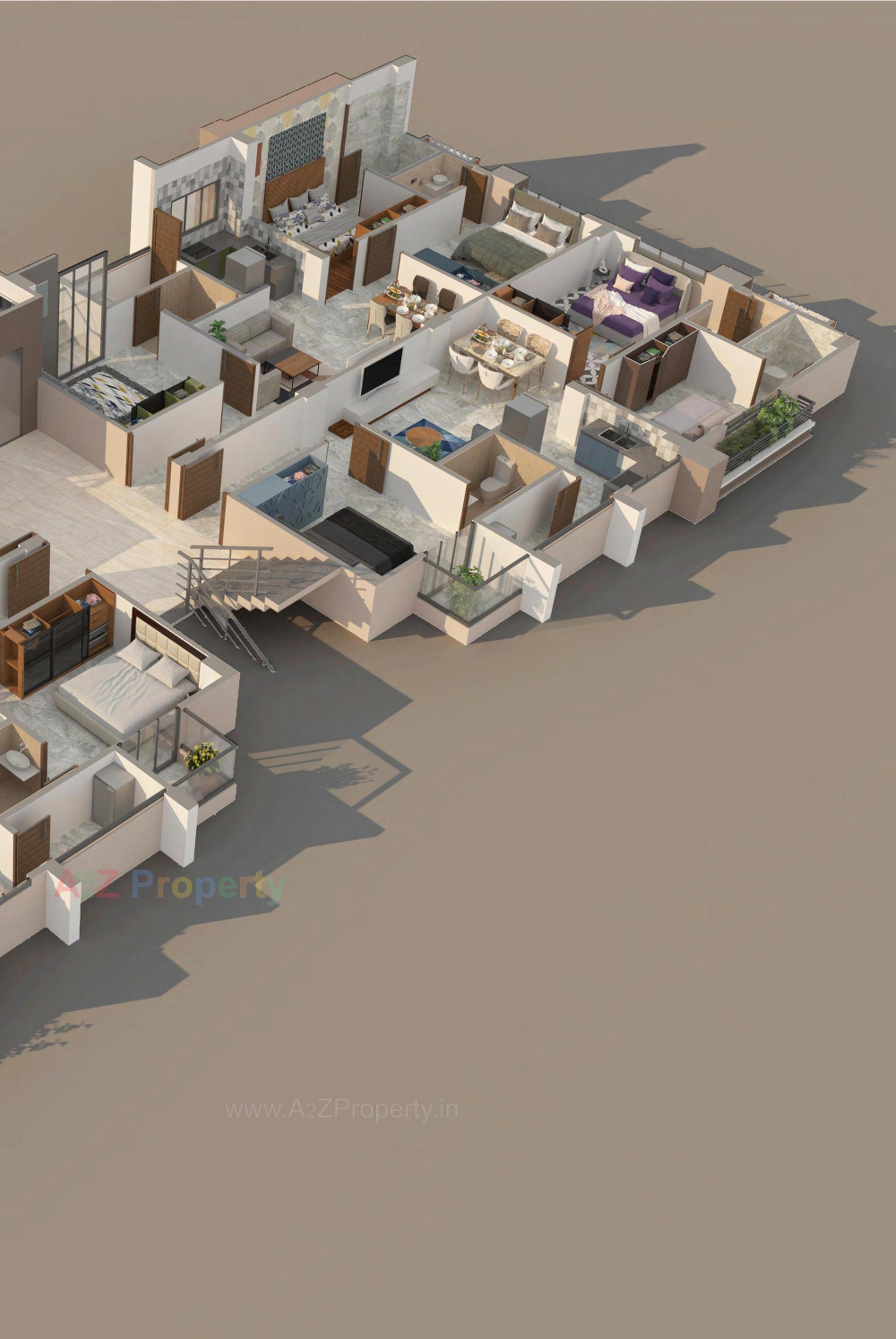 3D Elevation of real estate project Saket Heaven located at Chiloda, Gandhinagar, Gujarat
