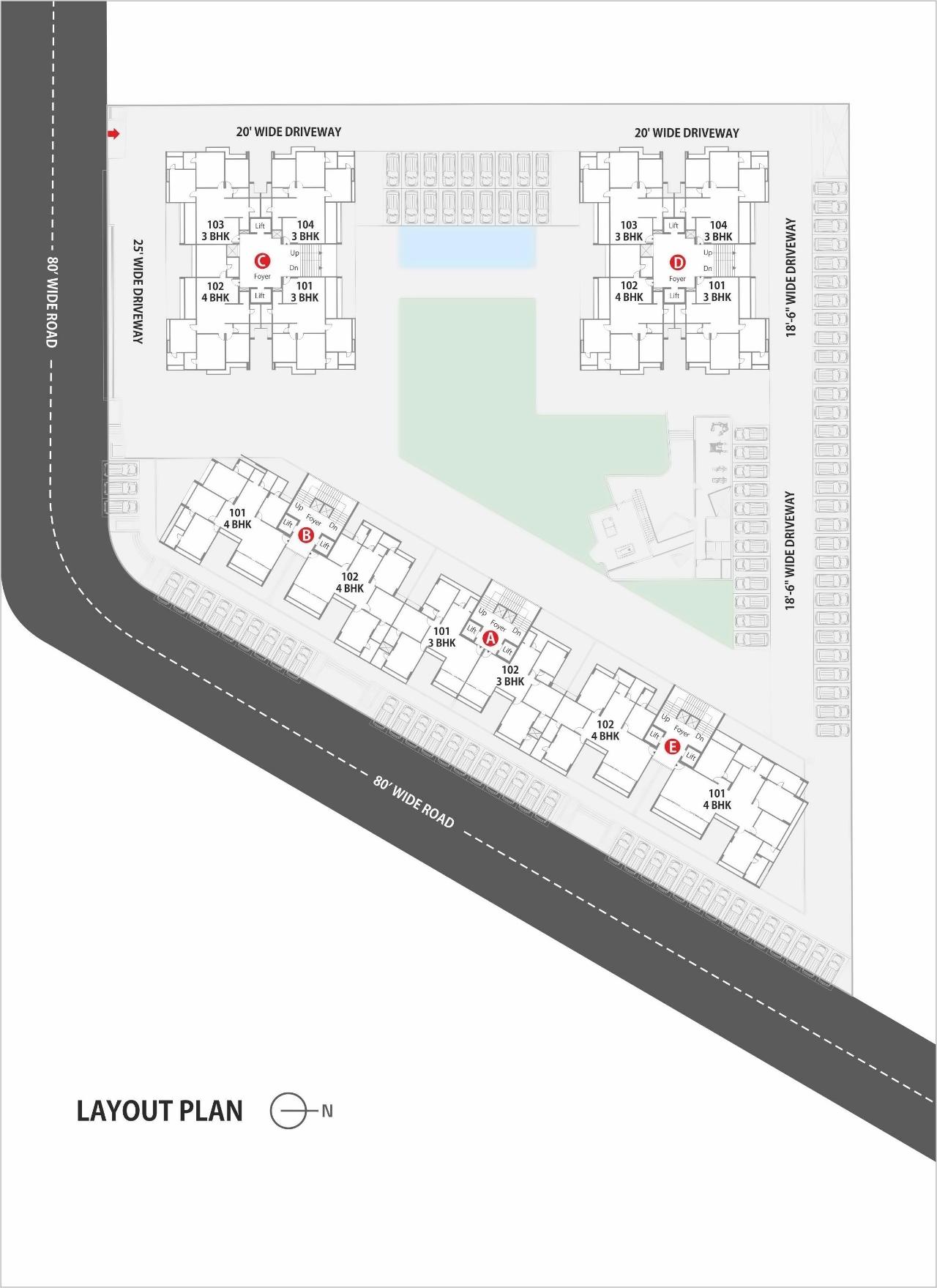 Layout of real estate project Sampad Woods located at Koteshwar, Gandhinagar, Gujarat