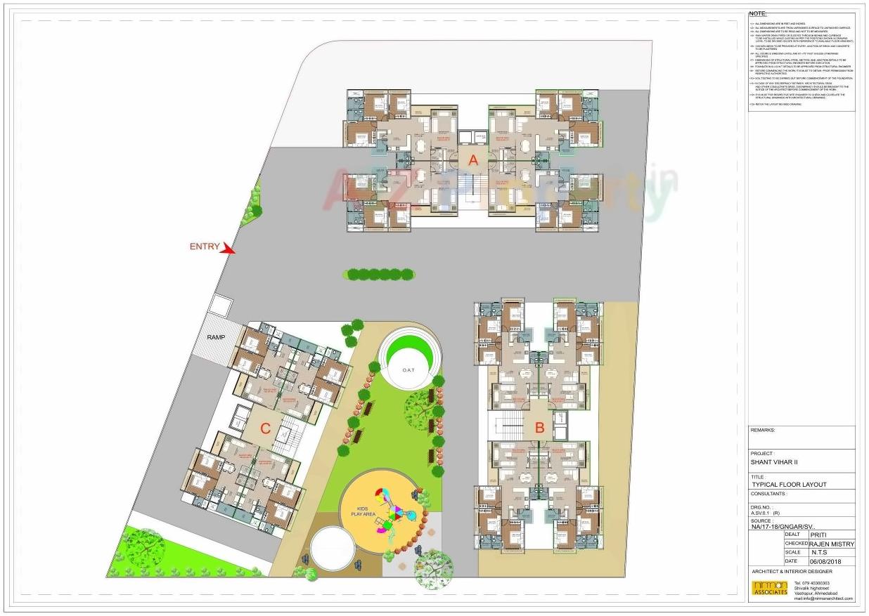 Layout of real estate project Santvihar located at Koba, Gandhinagar, Gujarat