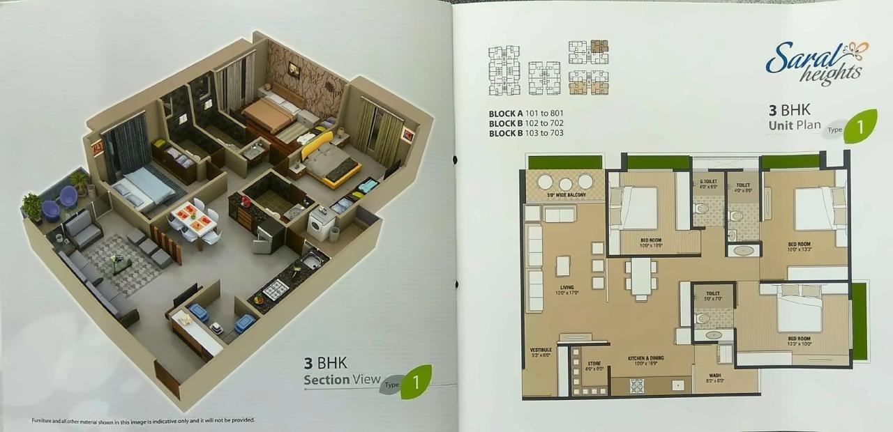 Layout of real estate project Saral Heights located at Kudasan, Gandhinagar, Gujarat