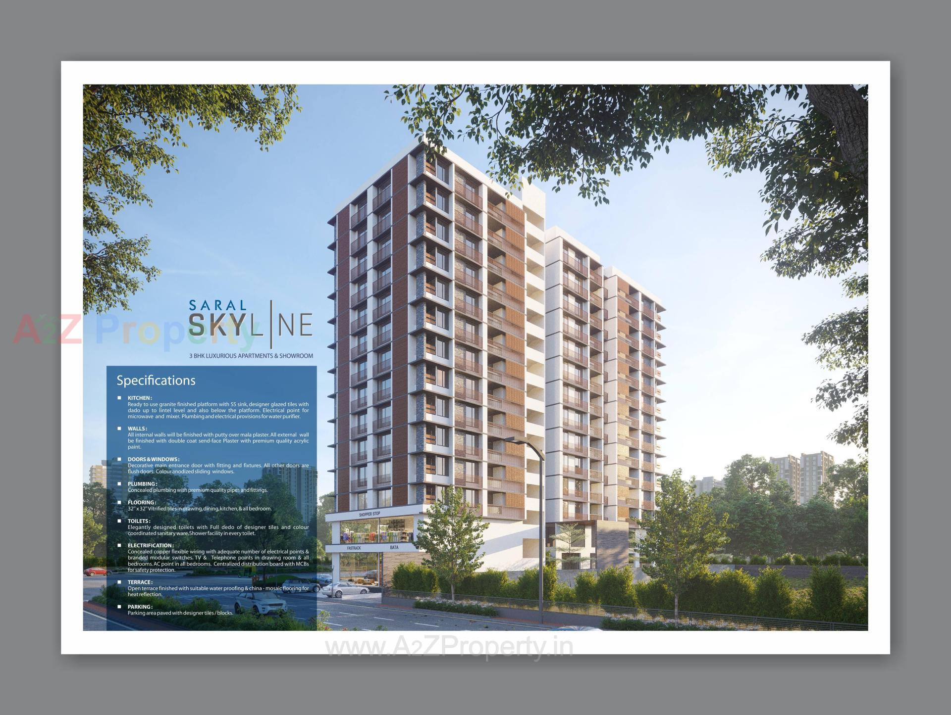3D Elevation of real estate project Saral Skyline located at Kudasan, Gandhinagar, Gujarat