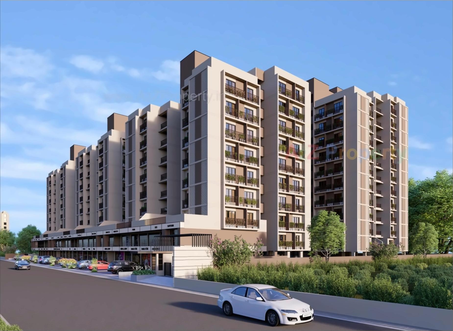 3D Elevation of real estate project Sarang Lakeview located at Khoraj, Gandhinagar, Gujarat