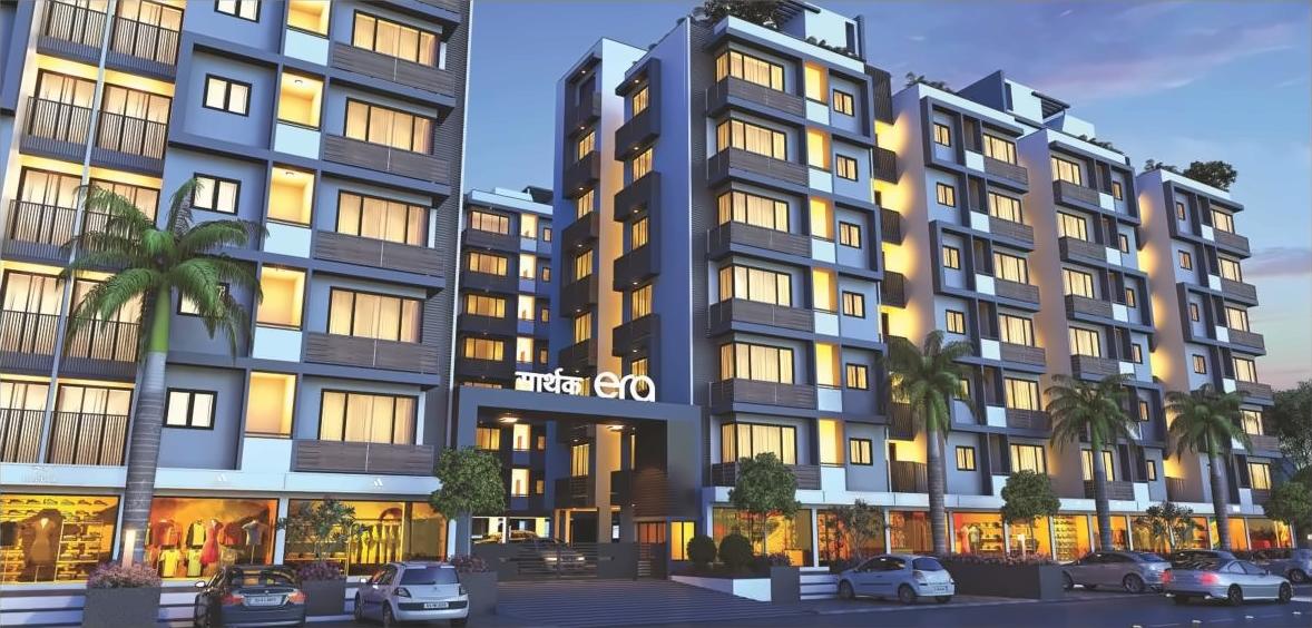 3D Elevation of real estate project Sarthak Era located at Tarapur, Gandhinagar, Gujarat