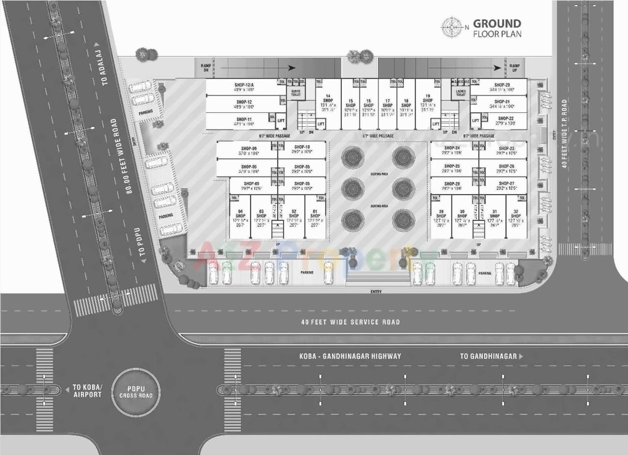 Layout of real estate project Sarthak Pulse Mall located at Kudasan, Gandhinagar, Gujarat