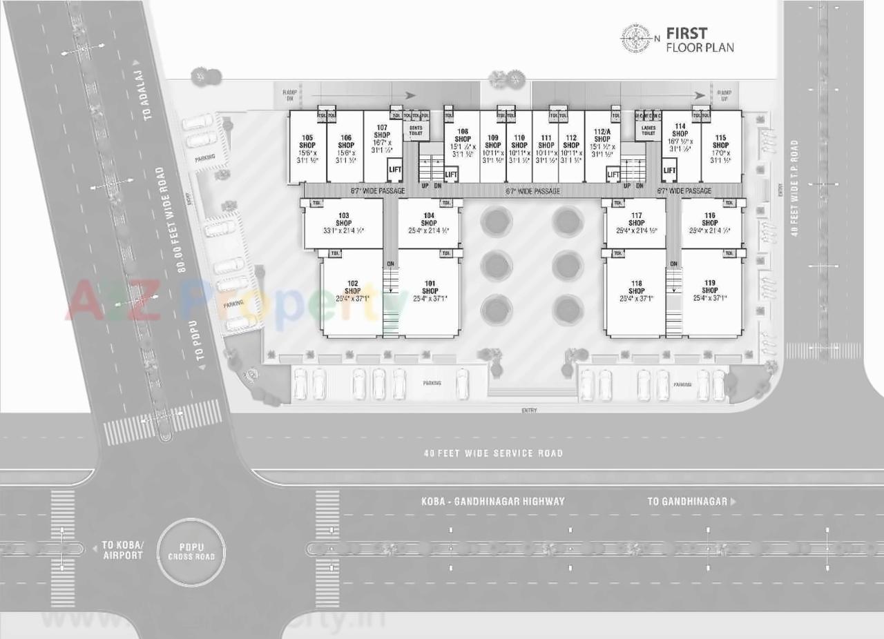 Layout of real estate project Sarthak Pulse Mall located at Kudasan, Gandhinagar, Gujarat