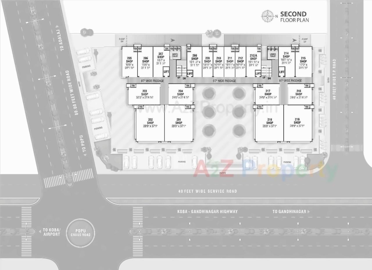 Layout of real estate project Sarthak Pulse Mall located at Kudasan, Gandhinagar, Gujarat
