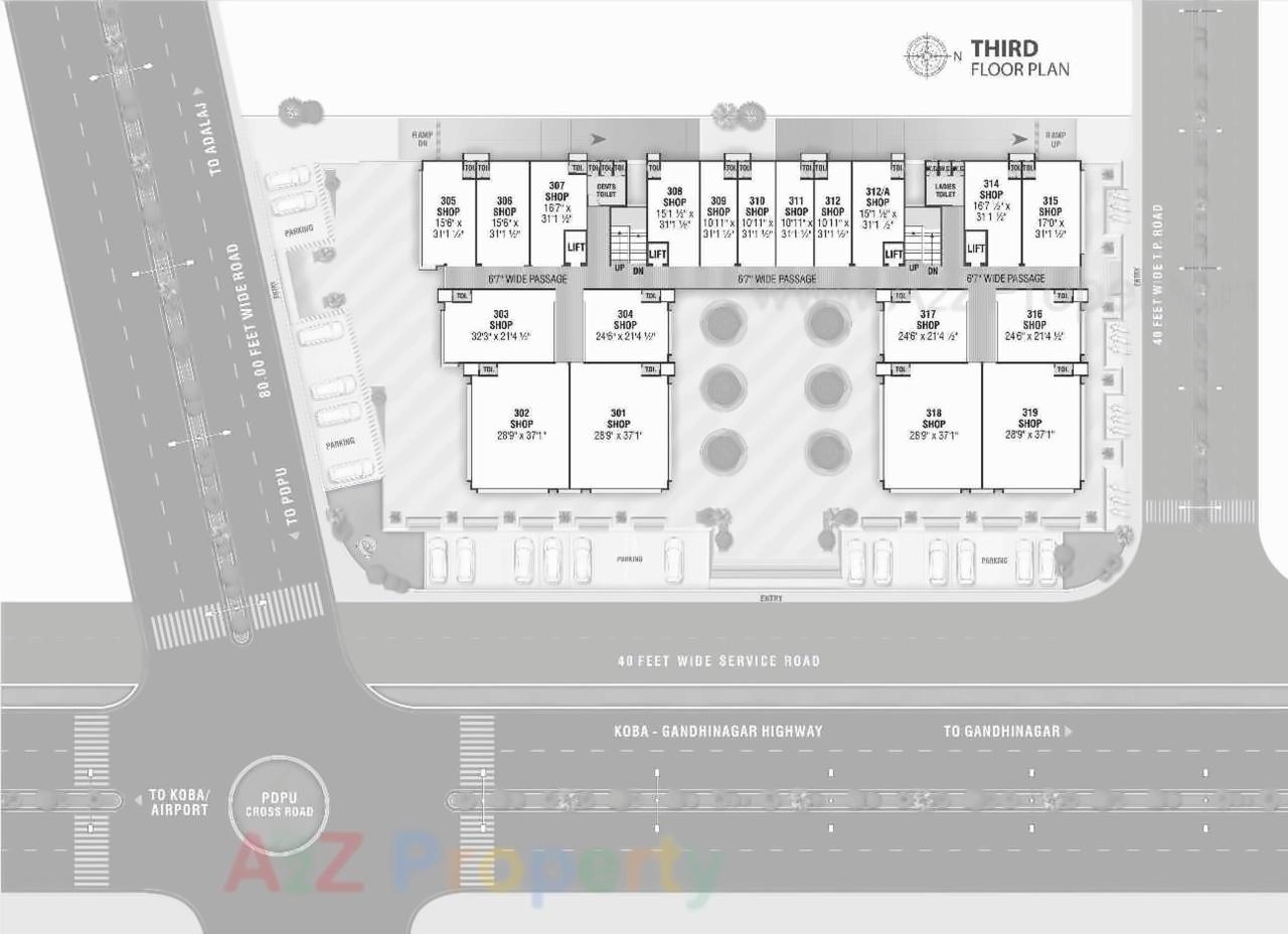 Layout of real estate project Sarthak Pulse Mall located at Kudasan, Gandhinagar, Gujarat