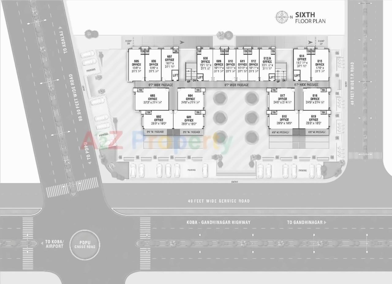 Layout of real estate project Sarthak Pulse Mall located at Kudasan, Gandhinagar, Gujarat
