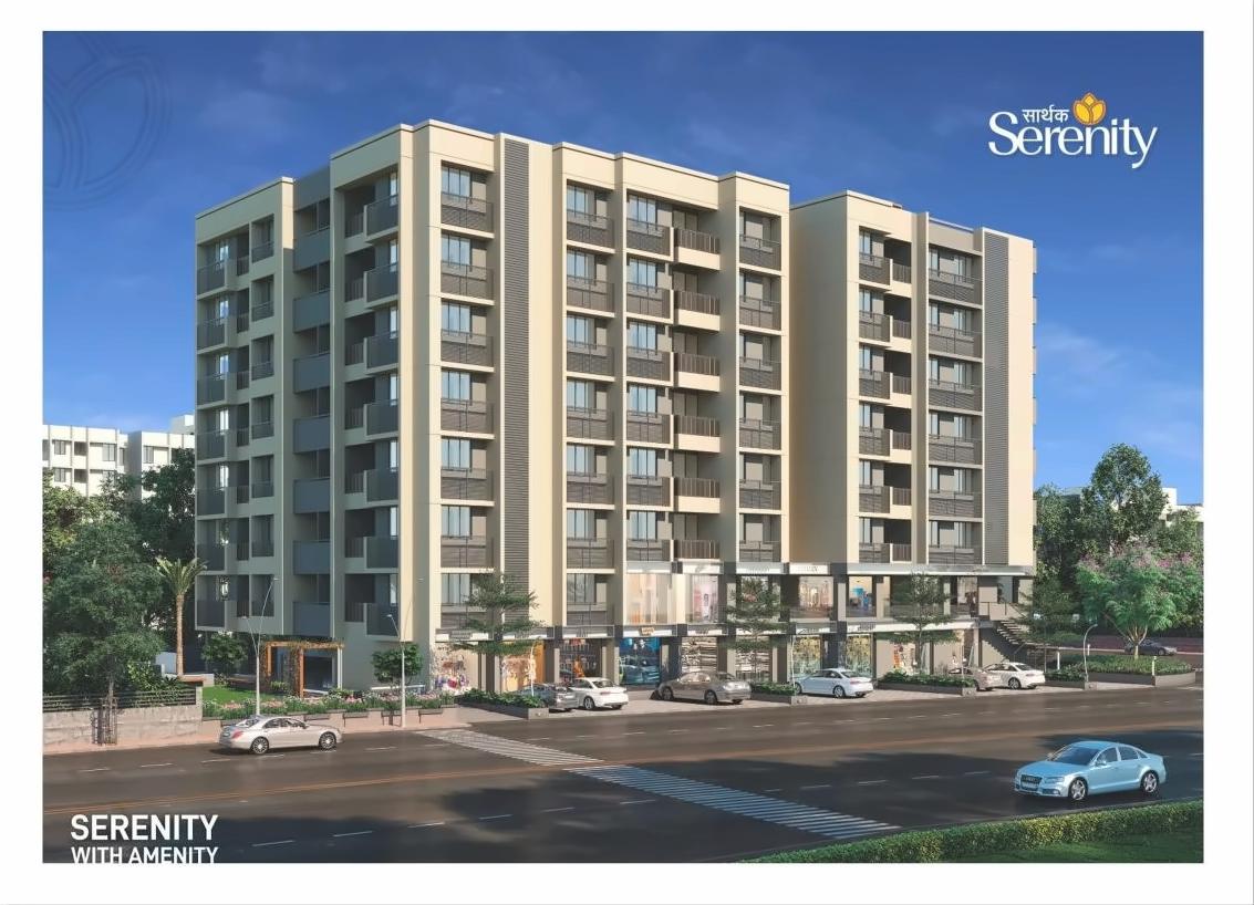 3D Elevation of real estate project Sarthak Serenity located at Kudasan, Gandhinagar, Gujarat