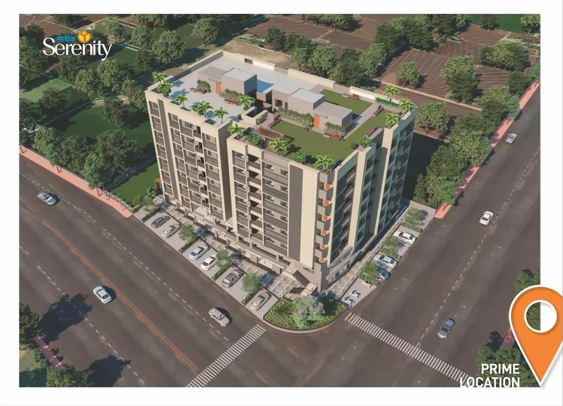 3D Elevation of real estate project Sarthak Serenity located at Kudasan, Gandhinagar, Gujarat