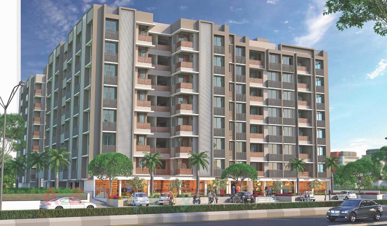 3D Elevation of real estate project Sarthak The Sarjak located at Kudasan, Gandhinagar, Gujarat