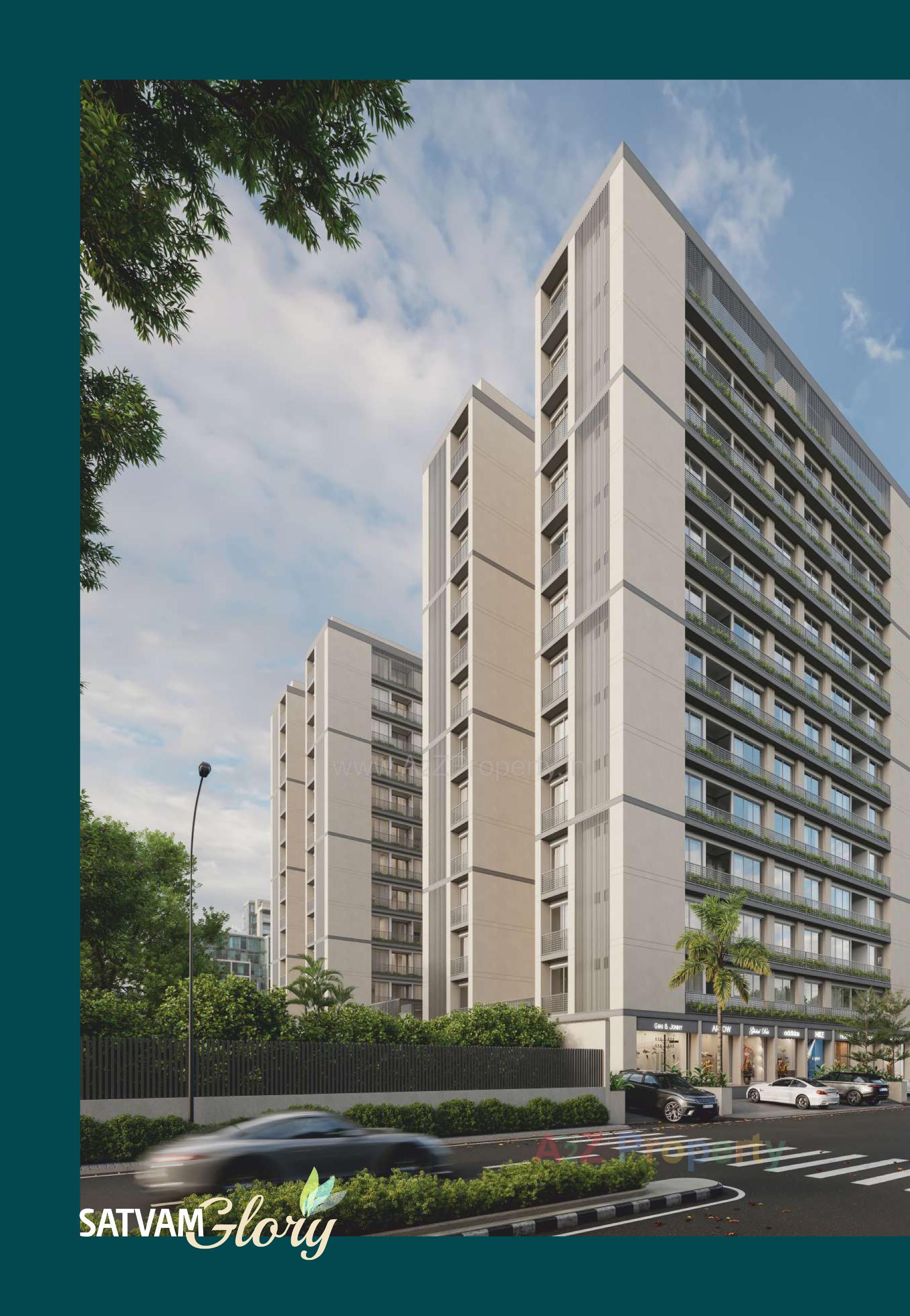 3D Elevation of real estate project Satvam Glory located at Sargasan, Gandhinagar, Gujarat