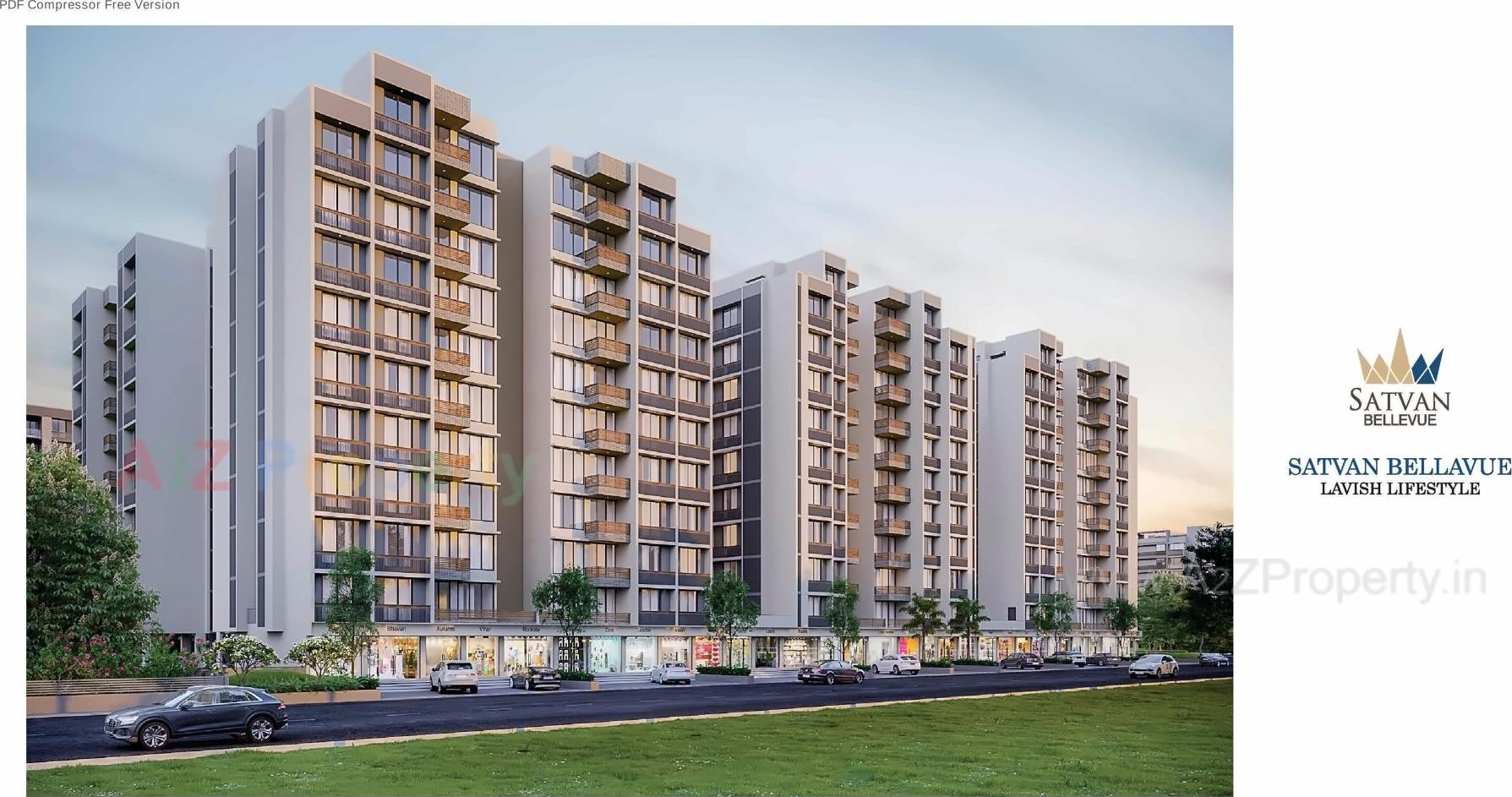 3D Elevation of real estate project Satvan Bellevue located at Kudasan, Gandhinagar, Gujarat