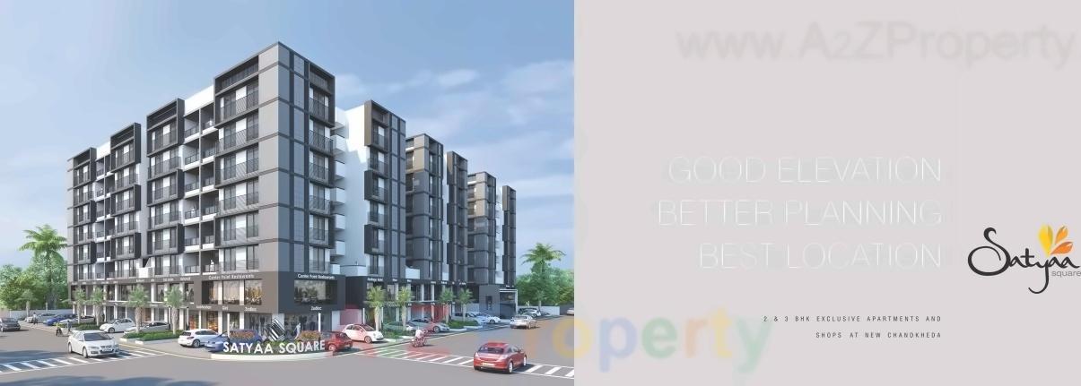 3D Elevation of real estate project Satyaa Square located at Tragad, Gandhinagar, Gujarat