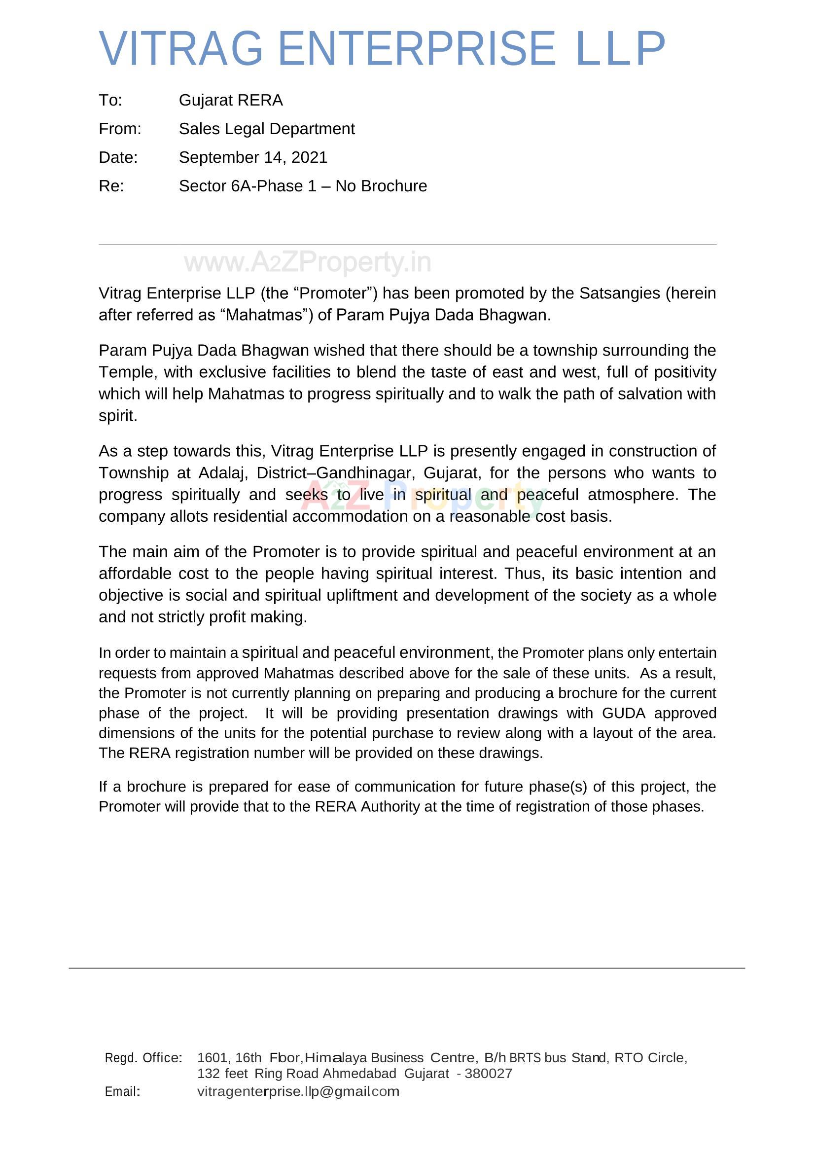  of real estate project Sector 6a located at Adalaj, Gandhinagar, Gujarat