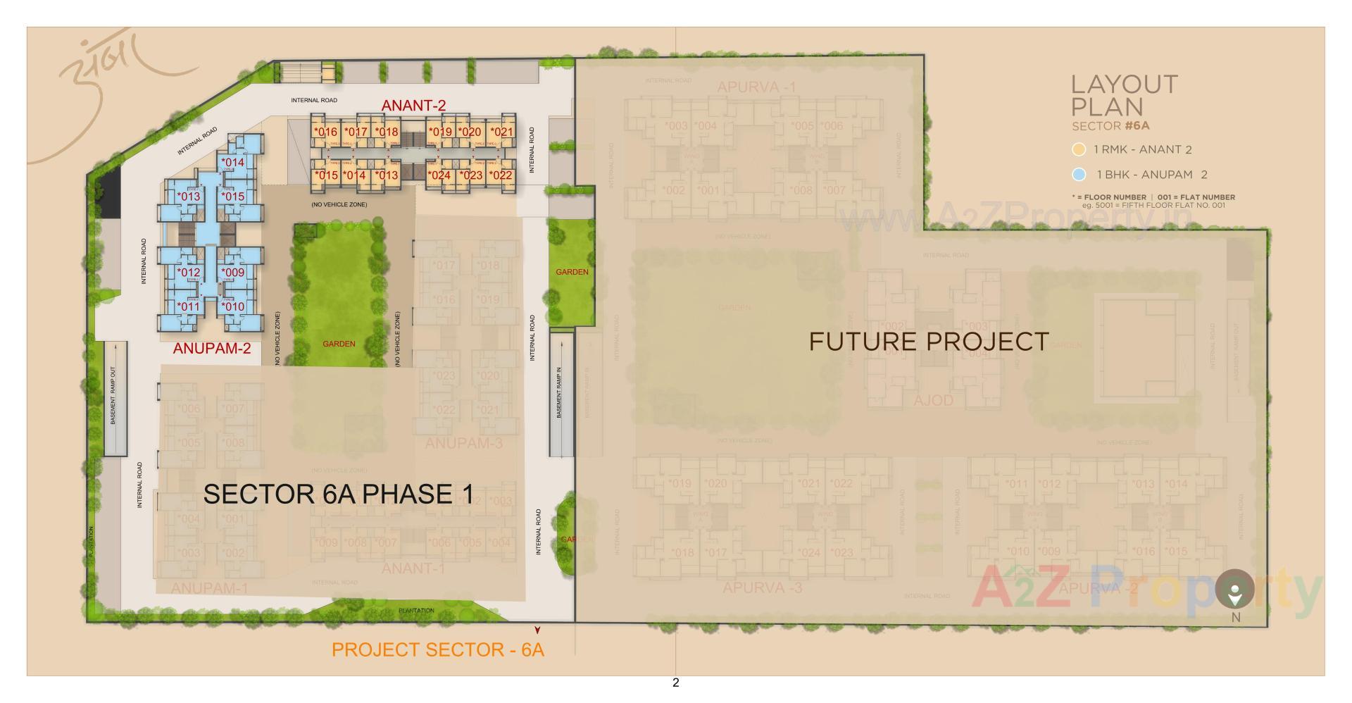 Layout of real estate project Sector 6a located at Adalaj, Gandhinagar, Gujarat