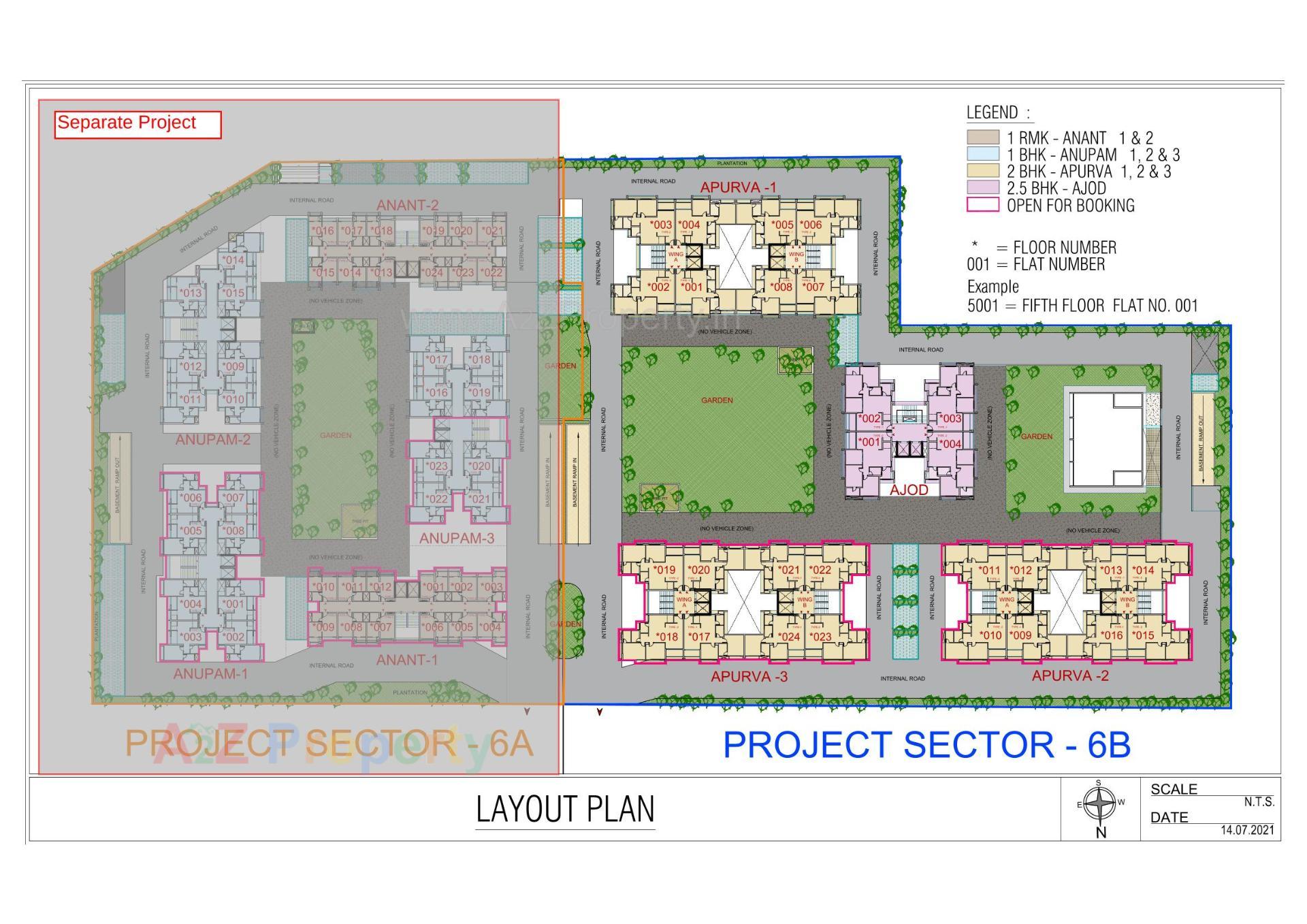Layout of real estate project Sector 6b located at Adalaj, Gandhinagar, Gujarat