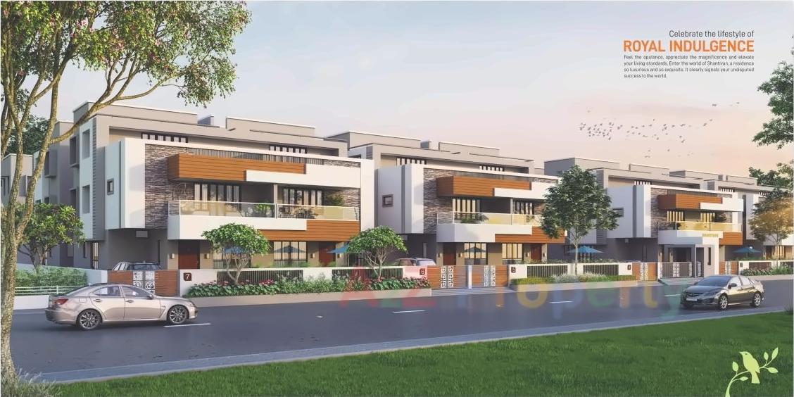 3D Elevation of real estate project Shantivan Bunglows located at Adalaj, Gandhinagar, Gujarat