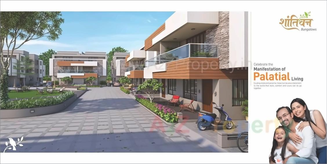 3D Elevation of real estate project Shantivan Bunglows located at Adalaj, Gandhinagar, Gujarat