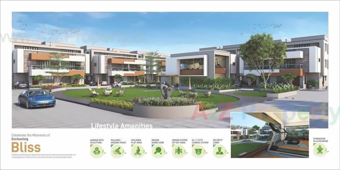 3D Elevation of real estate project Shantivan Bunglows located at Adalaj, Gandhinagar, Gujarat