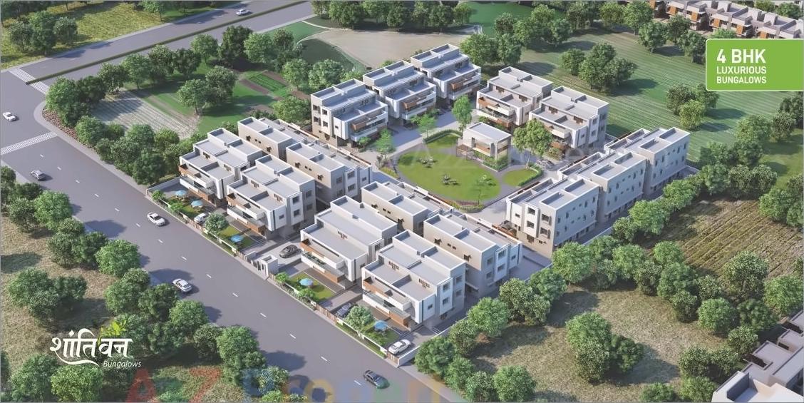 3D Elevation of real estate project Shantivan Bunglows located at Adalaj, Gandhinagar, Gujarat