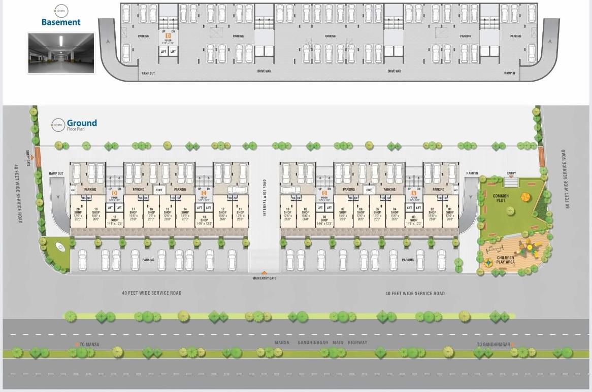Layout of real estate project Sharda Apartments located at Randheja, Gandhinagar, Gujarat
