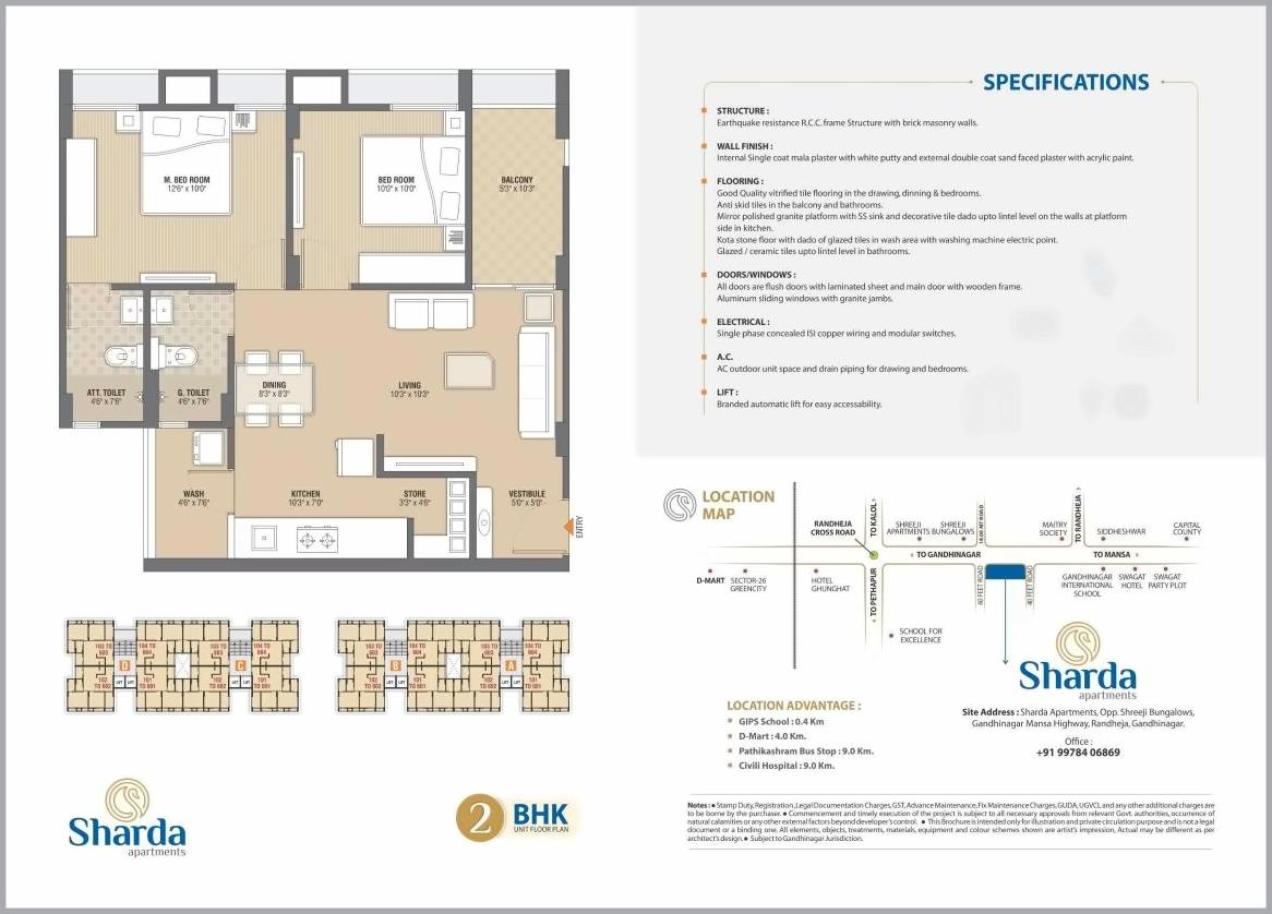 Layout of real estate project Sharda Apartments located at Randheja, Gandhinagar, Gujarat