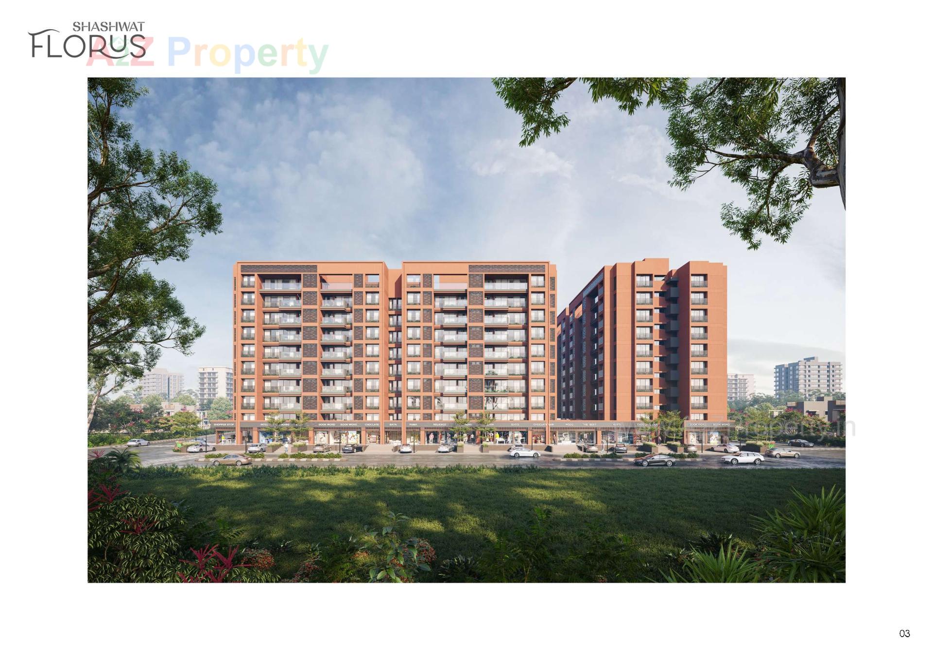 3D Elevation of real estate project Shashwat Florus located at Kudasan, Gandhinagar, Gujarat