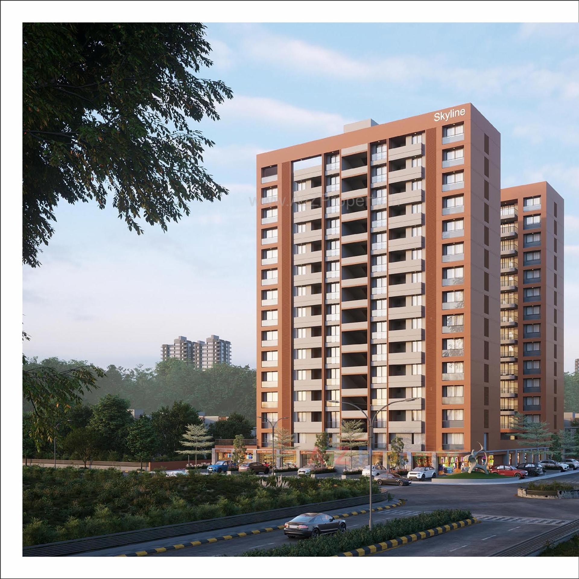 3D Elevation of real estate project Shikshapatri Sky Line located at Sargasan, Gandhinagar, Gujarat