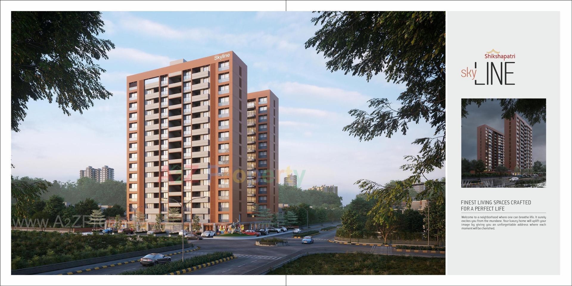 3D Elevation of real estate project Shikshapatri Sky Line located at Sargasan, Gandhinagar, Gujarat