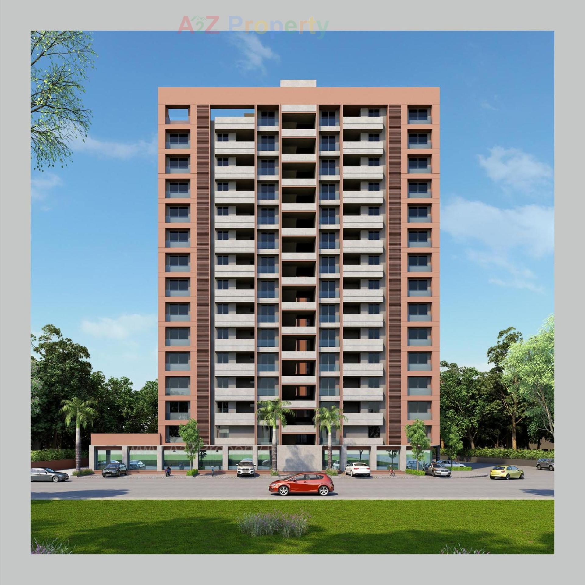 3D Elevation of real estate project Shikshapatri Sky Line located at Sargasan, Gandhinagar, Gujarat