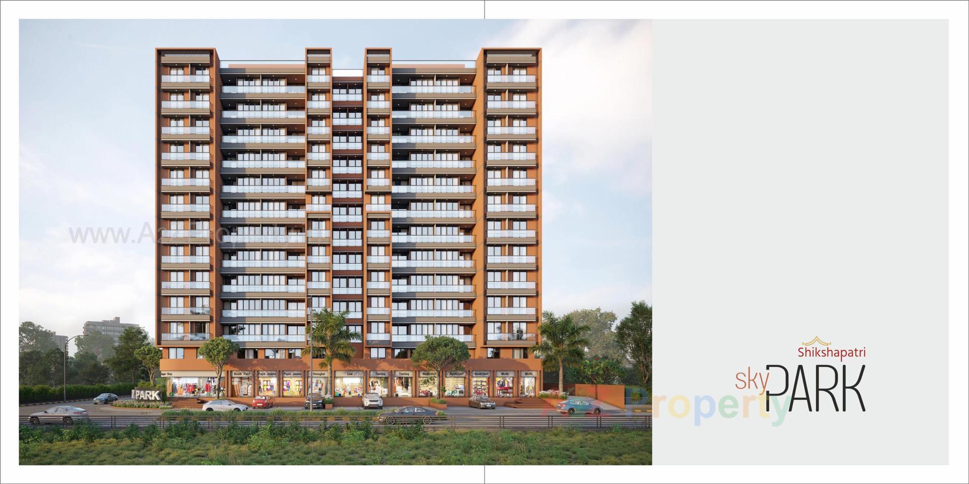 3D Elevation of real estate project Shikshapatri Sky Park located at Sargasan, Gandhinagar, Gujarat