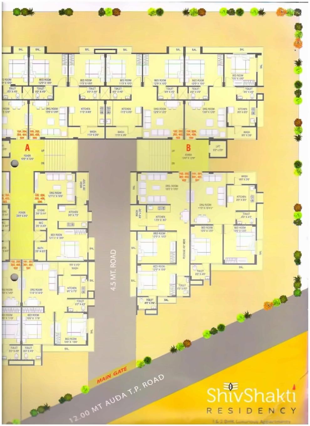 Layout of real estate project Shiv Shakti Residency located at Kalol, Gandhinagar, Gujarat