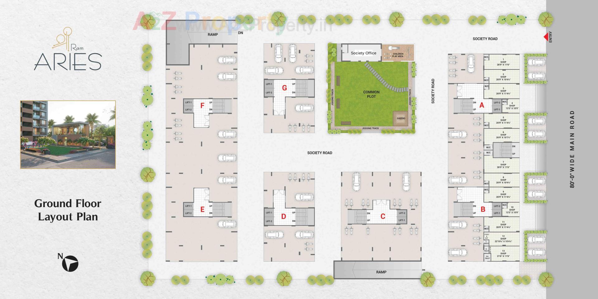 Layout of real estate project Shree Ram Aries located at Nana-chiloda, Gandhinagar, Gujarat