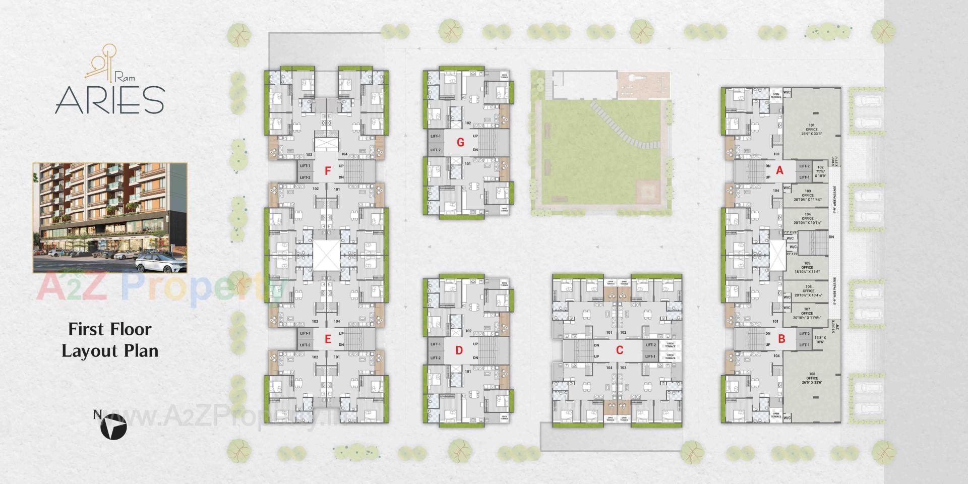 Layout of real estate project Shree Ram Aries located at Nana-chiloda, Gandhinagar, Gujarat